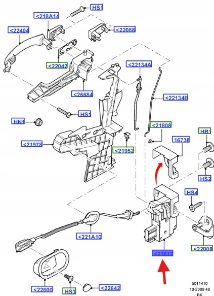 Ford OE ДВЕРНИЙ ЗАМОК ЛІВИЙ ПЕРЕДНІЙ FORD FIESTA FUSION 2003- 1372469 _ 2S6A-A21813-EK
