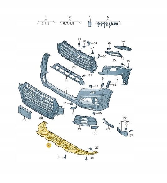 Audi OE 4M0807611EE КРІШКА БАМПЕРА НИЖНЕ ЗАКРИТТЯ AUDI Q7 SLINE SQ7