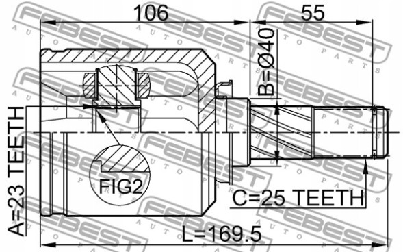 Febest 0211-V10RH Шарніри карданного вала febest 0211-v10rh