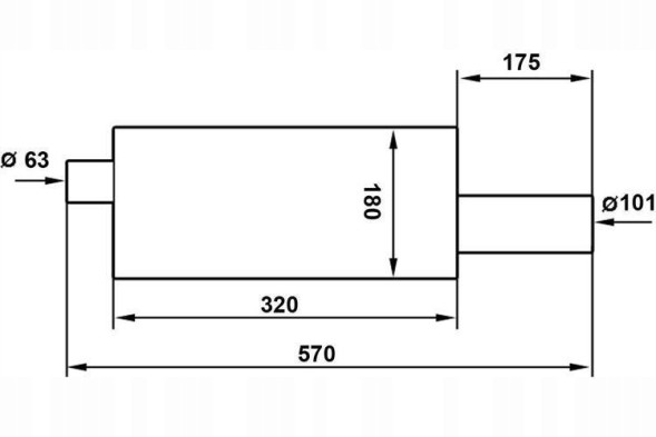 1A First Automotive TW-TL-048 Кінцевий глушник turboworks 100мм вхід 63,5мм (2.5 дюйма)