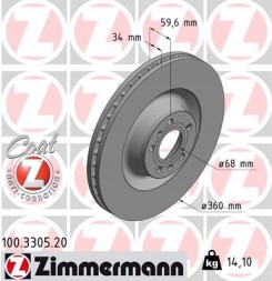 Zimmermann 100.3305.20 Гальмівні диски zimmermann 100.3305.20