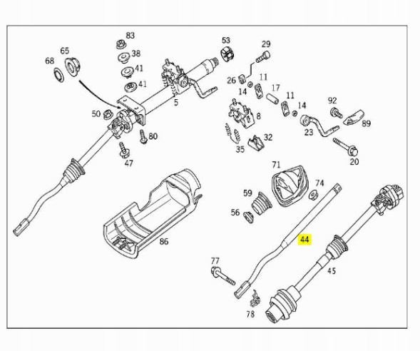Mercedes-Benz OE Нижня частина рульового валу Mercedes Benz A 160 OE A1684602009