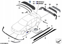 BMW OE 51622473006 Задній спойлер чорний з високим блиском BMW 3' G21 M3 G81