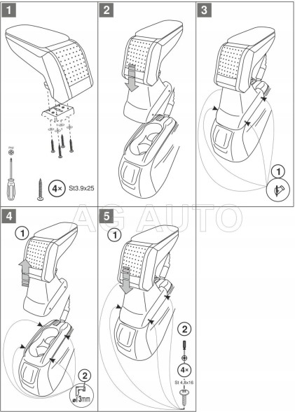 Rati C05504A Підлокітник RATI Стандарт тканина, Citroen C-Elysee; Peugeot 301, 2012- ,