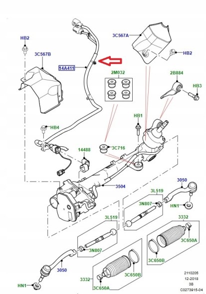 Land Rover OE Шланг гідропідсилювача керма Land Rover LR095066