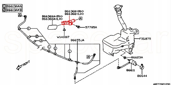 Subaru OE 86636CA341 Омивач насадки фари лампи передній правий SUBARU BRZ Z10 2016-2021
