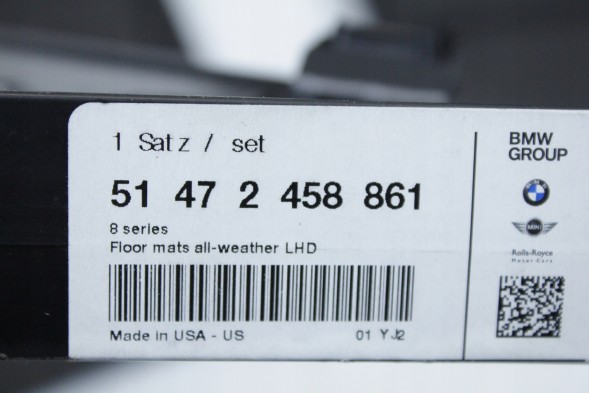 BMW OE 2458861 51472458861 Гумові килимки OE чорні всесезонні передні для BMW G14 G15 G16 F91 F92 F93 M8