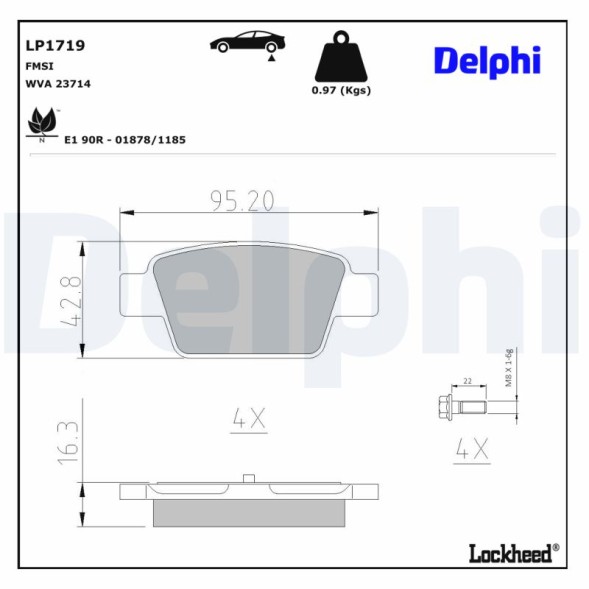 LP1719 DELPHI Комплект гальмівних колодок