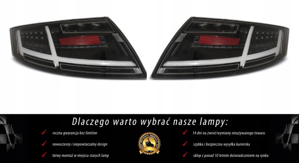 V-maxzone Part VR-2607 Світлодіодні ЛАМПИ ЗАДНІ AUDI TT 8J 06-14 BLACK LED