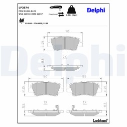 LP3874 DELPHI Комплект гальмівних колодок з 4 шт дисків