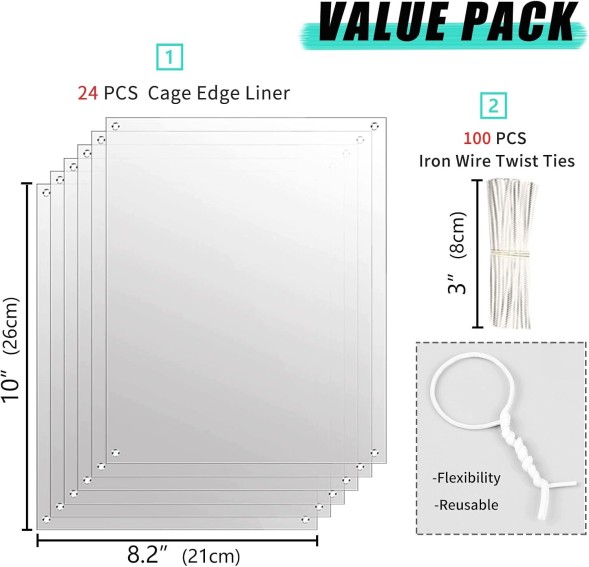 AR cage shield 6 ПРОЗОРИХ ВКЛАДОК ДЛЯ КЛІТОК ЗАХИСТ ВІД СЕЧІ ДЛЯ КРОЛИКІВ