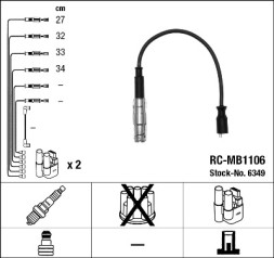6349 NGK 6349 Комплект ізольованих проводів для свічок запалення RC MB1106