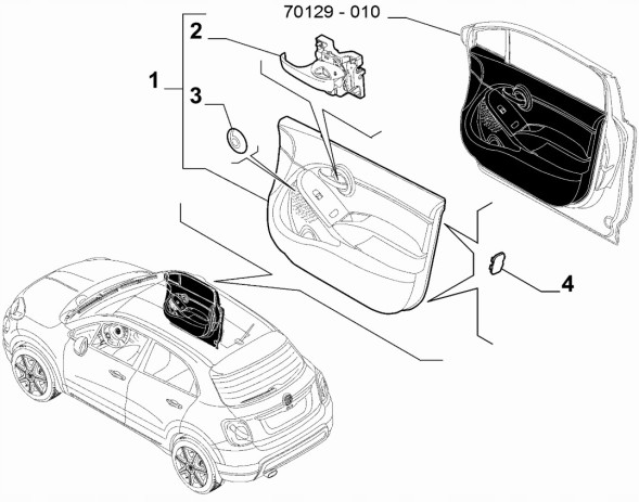 Fiat OE Обшивка / Карта дверей права OE 735688810 Fiat 500X оригінал