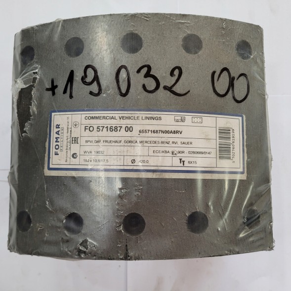 Fomar FO 571687 00 ГАЛЬМІВНА НАКЛАДКА BPW 180Х18 М420 19032 WVA 19032