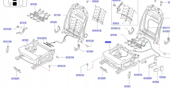 Nissan OE 873514EA0B Рама сидіння Nissan (комплект)