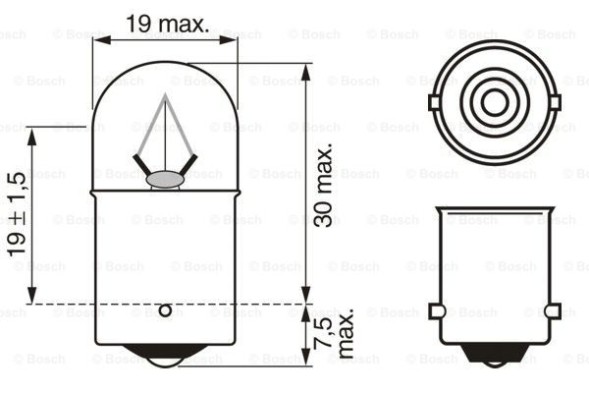 1987302510 BOSCH Лампа BOSCH 24V 5W R5W BA15s