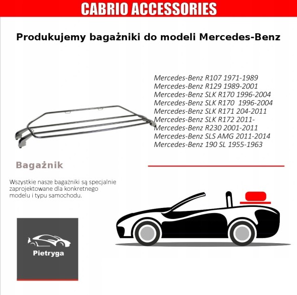 Cabrio Pietryga WTP00092 Дефлектор вітру для кабріолета Cabrio Pietryga для Mercedes-Benz CLK A209 2004-2010