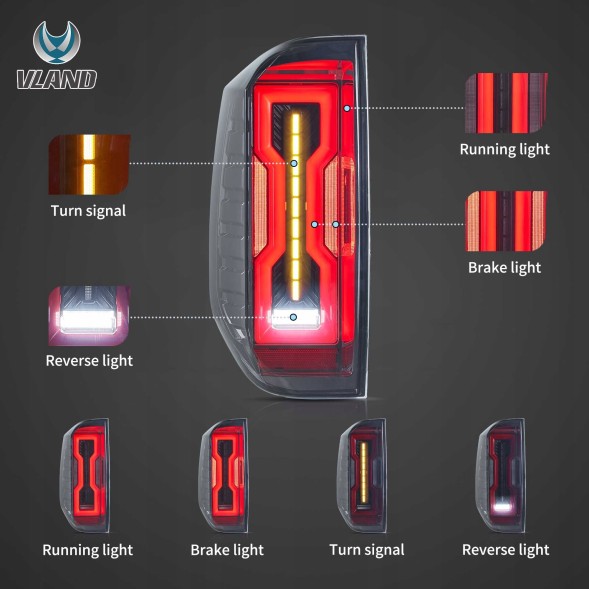 VLAND 81P591-3 mhm Задні ліхтарі повний комплект Full Led Тюнінг Чорні Європа Toyota Tundra II 2 xk50 2013-21