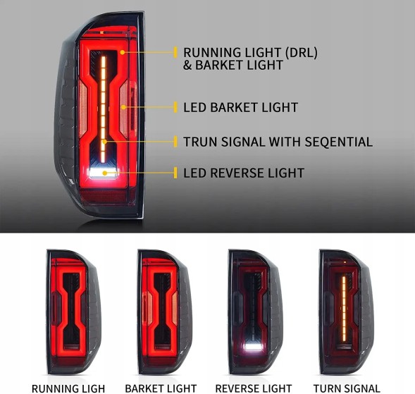 VLAND 81P591-3 mhm Задні ліхтарі повний комплект Full Led Тюнінг Чорні Європа Toyota Tundra II 2 xk50 2013-21