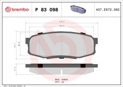 P83098 BREMBO Комплект гальмівних колодок з 4 шт дисків
