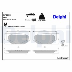 LP3875 DELPHI Комплект гальмівних колодок з 4 шт дисків