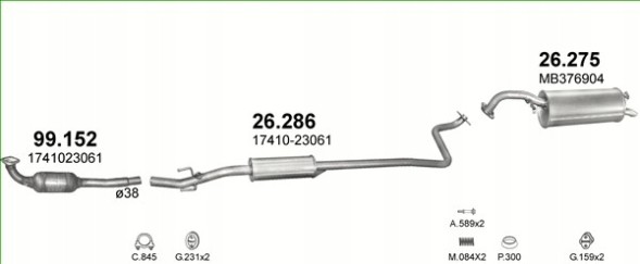 Polmo PAMAKU_26.286+26.275_TOYOTA_YARIS Глушники комплект toyota yaris об.1,0 99-05р+комплект