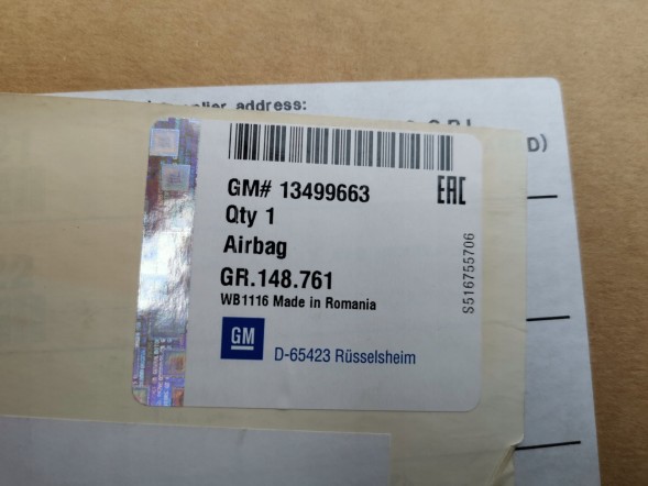 Volkswagen OE 13499663, DWP456581OE Подушка безпеки airbag Opel Astra K 13499663