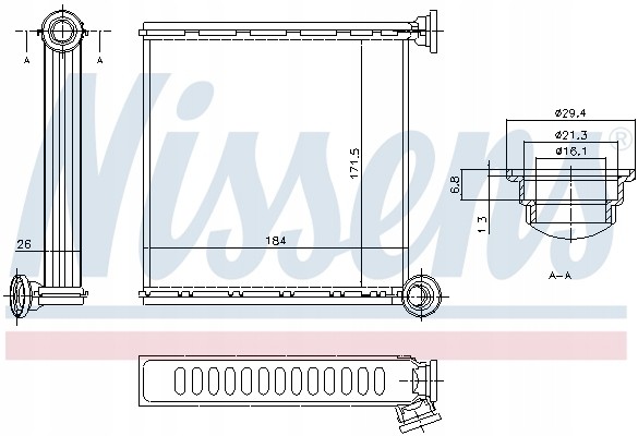 Nissens 73980 Теплообмінник опалення салону nissens 73980