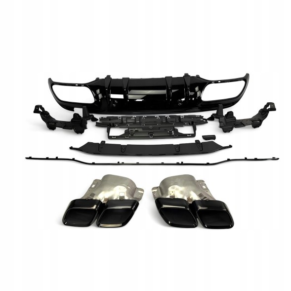 Китай RDFF-63-205-BLK-1 Задній дифузор Mercedes W205 S205 чорний PP з насадками вихлопної труби