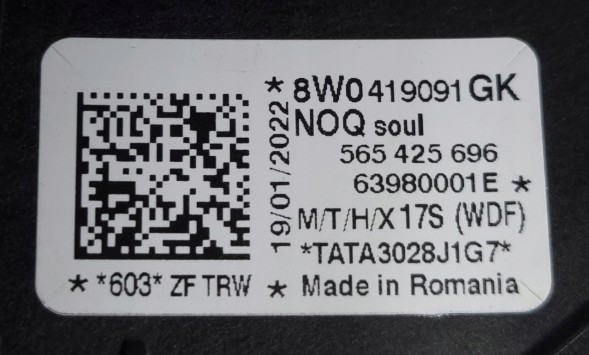Audi OE 8W0419091GK NOQ Підігрів стьобаного керма Audi RS4 RS5 8W B9 F5 8W0419091GK