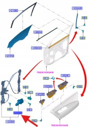 Ford OE 6CP1-14553-H1C МОТОР СКЛОПІДНЯТКА ПРАВОГО C-MAX FOCUS 11-13