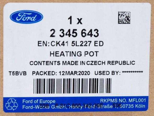 Ford OE CK41-5L227-ED Обігрювач adblue transit 2014- ranger 2016-