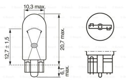1987302518 BOSCH Лампа BOSCH 24V 5W W5W W2 1x9 5d