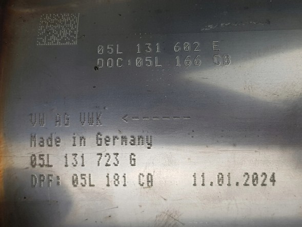 Volkswagen OE 05L131723G 05L131705P Фільтр твердих частинок DPF Volkswagen Golf VIII 2.0 TDI
