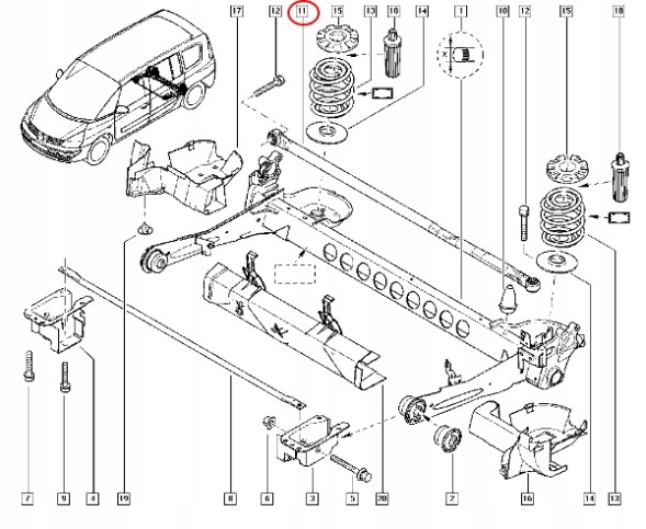 Renault OE 5907419483903 Стержень заднього стабілізатора espace iv новий оригінал + кріпильні болти