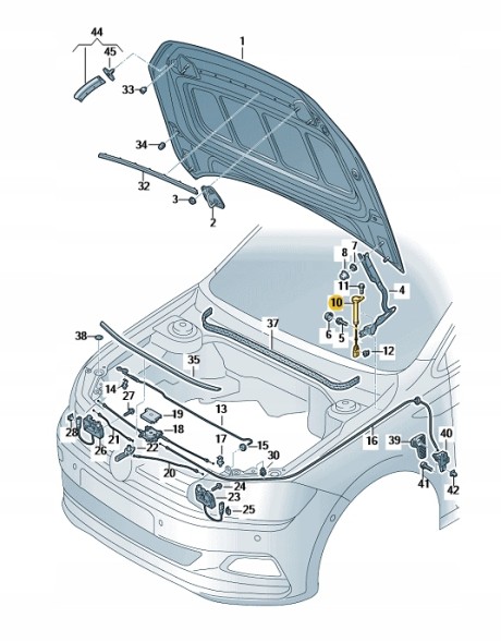 Volkswagen OE 2G0823823.F ПІШОХОДНИЙ КАРТРИДЖ КАПОТА VW Polo 2G