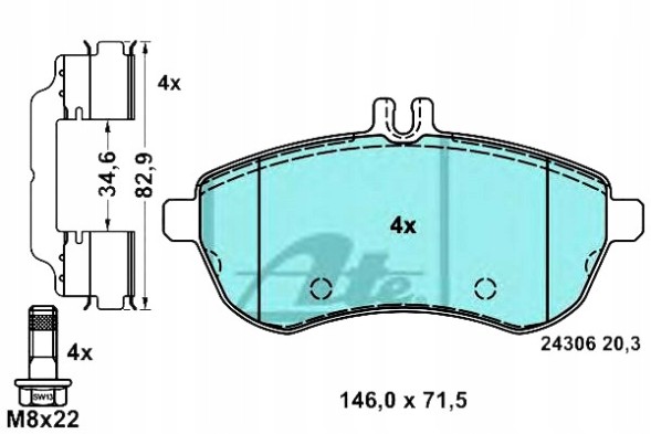 ATE 58892102 ATE Ate13.0470-9000.2 колодки хам. Бд передні w204/s204/w + помічник водія #33