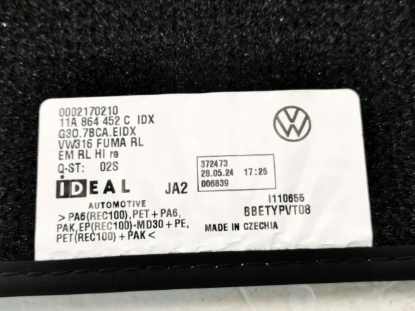 Volkswagen OE 11C863011D, DWP525509OE ВЕЛЮРОВІ КИЛИМКИ КОМПЛЕКТ VW ID.4 ID4 11C863011D IDX UK RHD ORG
