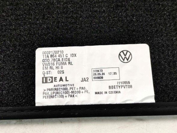Volkswagen OE 11C863011D, DWP525509OE ВЕЛЮРОВІ КИЛИМКИ КОМПЛЕКТ VW ID.4 ID4 11C863011D IDX UK RHD ORG