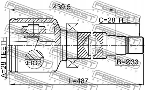 Febest 2111-AWF21RH Шрус (граната) на півось 2111-awf21rh febest ford