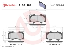 P83102 BREMBO Комплект гальмівних колодок з 4 шт дисків