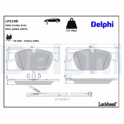 LP2198 DELPHI Комплект гальмівних колодок з 4 шт дисків