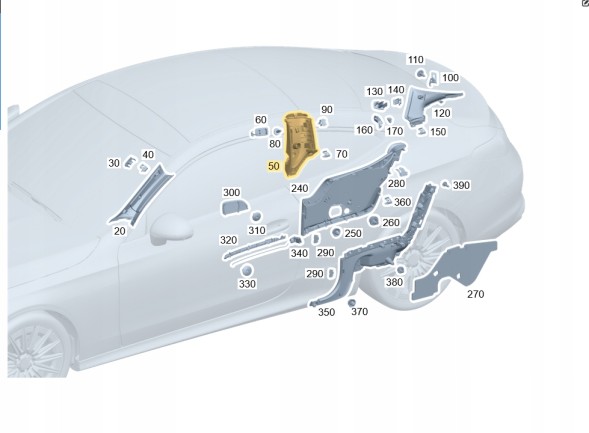 Mercedes-Benz OE A23669009029K95 ЛІВА НАКЛАДКА СТІЙКИ B MERCEDES CLE W236 КОЛІР ЧОРНИЙ