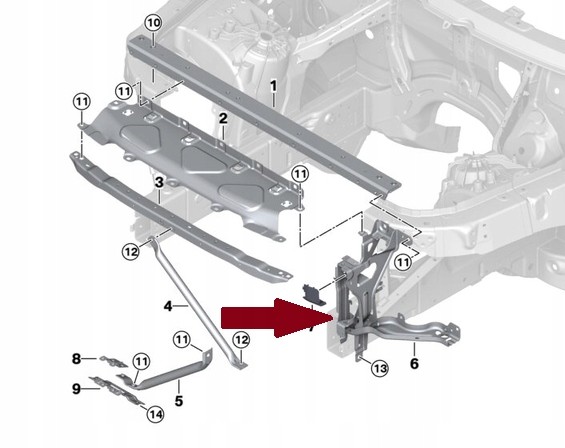 Китай BMV51647421709A ОКУЛЯРНИЙ КРОНШТЕЙН КРІПЛЕННЯ ЛАМПИ BMW X5 G05 X6 G06 X7 G07 ЛІВИЙ 7421709