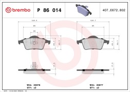 P86014 BREMBO ДИСКОВI КОЛОДКИ