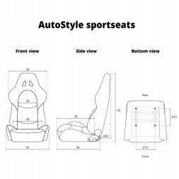 Autostyle Спортивне автокрісло AutoStyle Ретро SS 64Z з рейками чорний ретро