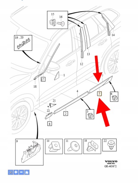 Volvo OE Volvo 40007044 OE ПЛА́НКА ПОРОГА ДВЕРЕЙ ПРАВА ЗАДНЯ VOLVO XC60 2021- OEM/OE 40007044