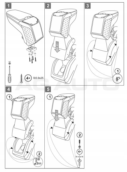 Rati V00412 Підлокітник для Ford B-MAX, 2012-2014, Armster2 Grey-Titan
