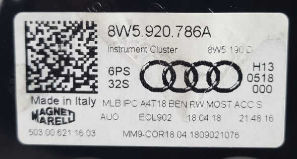 Audi OE 8W5920786A S5 8W F5 Лічильник годинників Audi S4 B9 S5 F5 TFSI 8W5920786А
