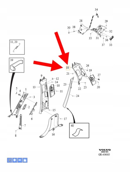 Volvo OE ПЛАНКА СТІЙКИ C ЛІВА VOLVO XC90 2016- OEM/OE 31463310